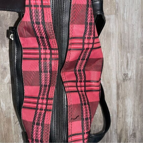 Tartan xl tote bag lightly lined with zip wall pocket zip top w/ lg  snap pocket - Picture 7 of 10
